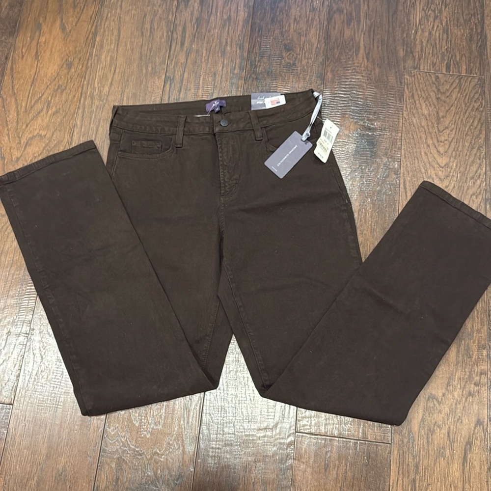 NYDJ Straight Leg Jeans in Dark Brown